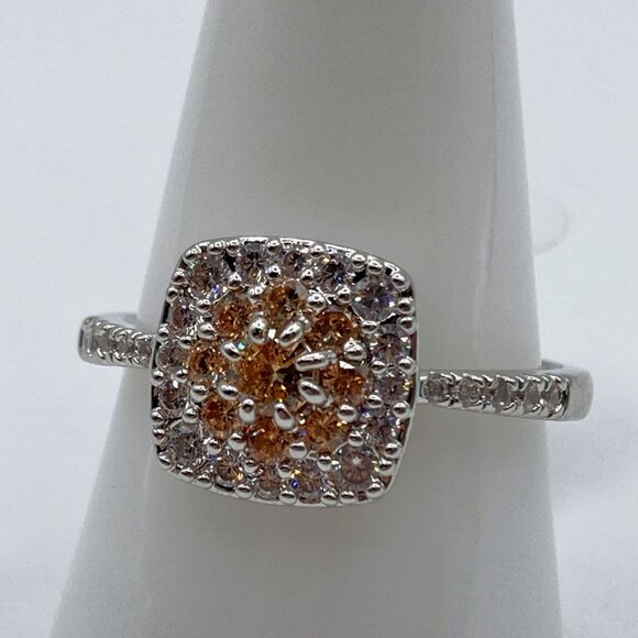 Bomb Party Ring RBP3971 Vision Of Happiness Smokey Topaz CZ Sz 10 Rhodium Plated - Picture 2 of 6